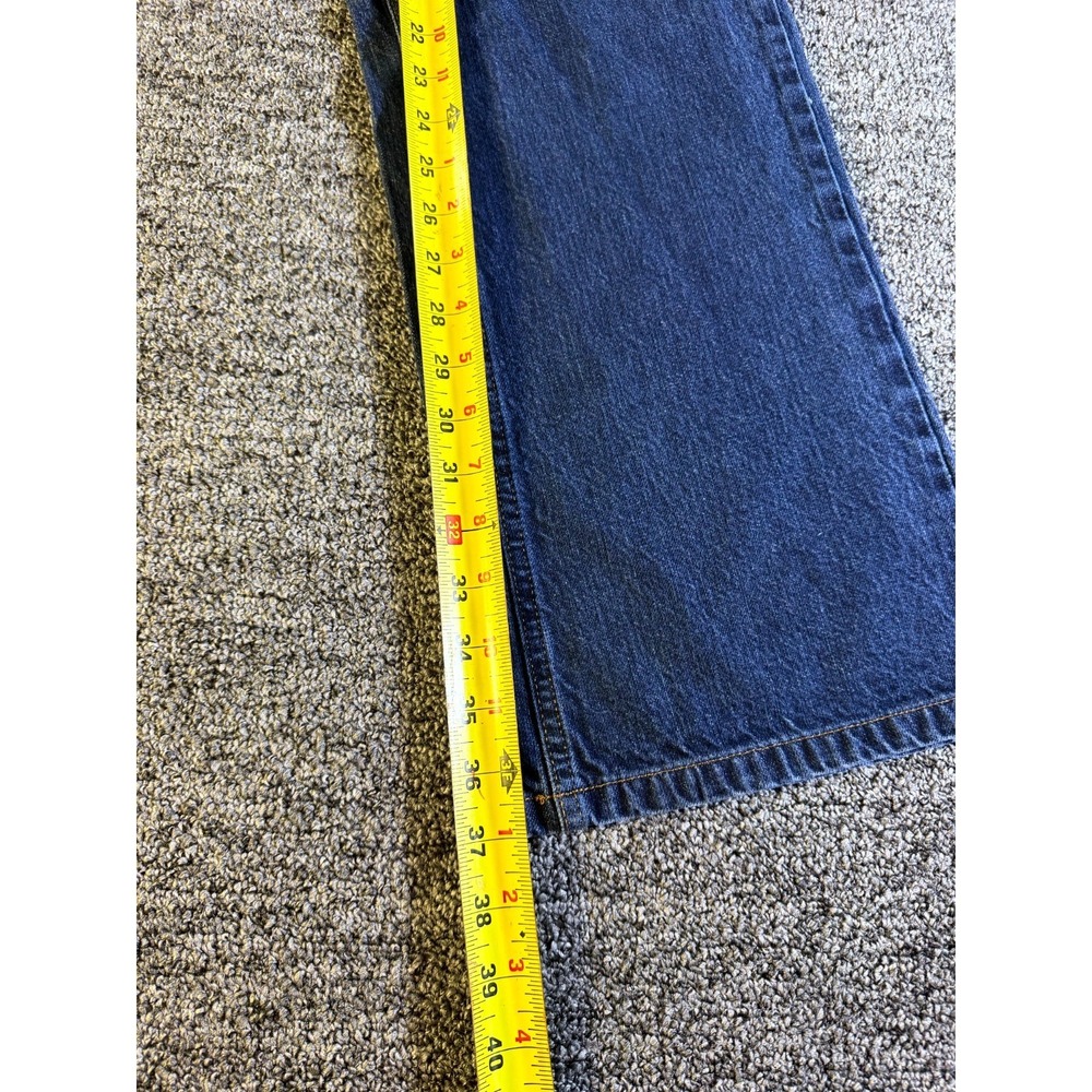 Dickies Bootcut Jeans Womens 14x28 Blue Denim Logo Cotton Relaxed Fit Dark Wash - Picture 14 of 15